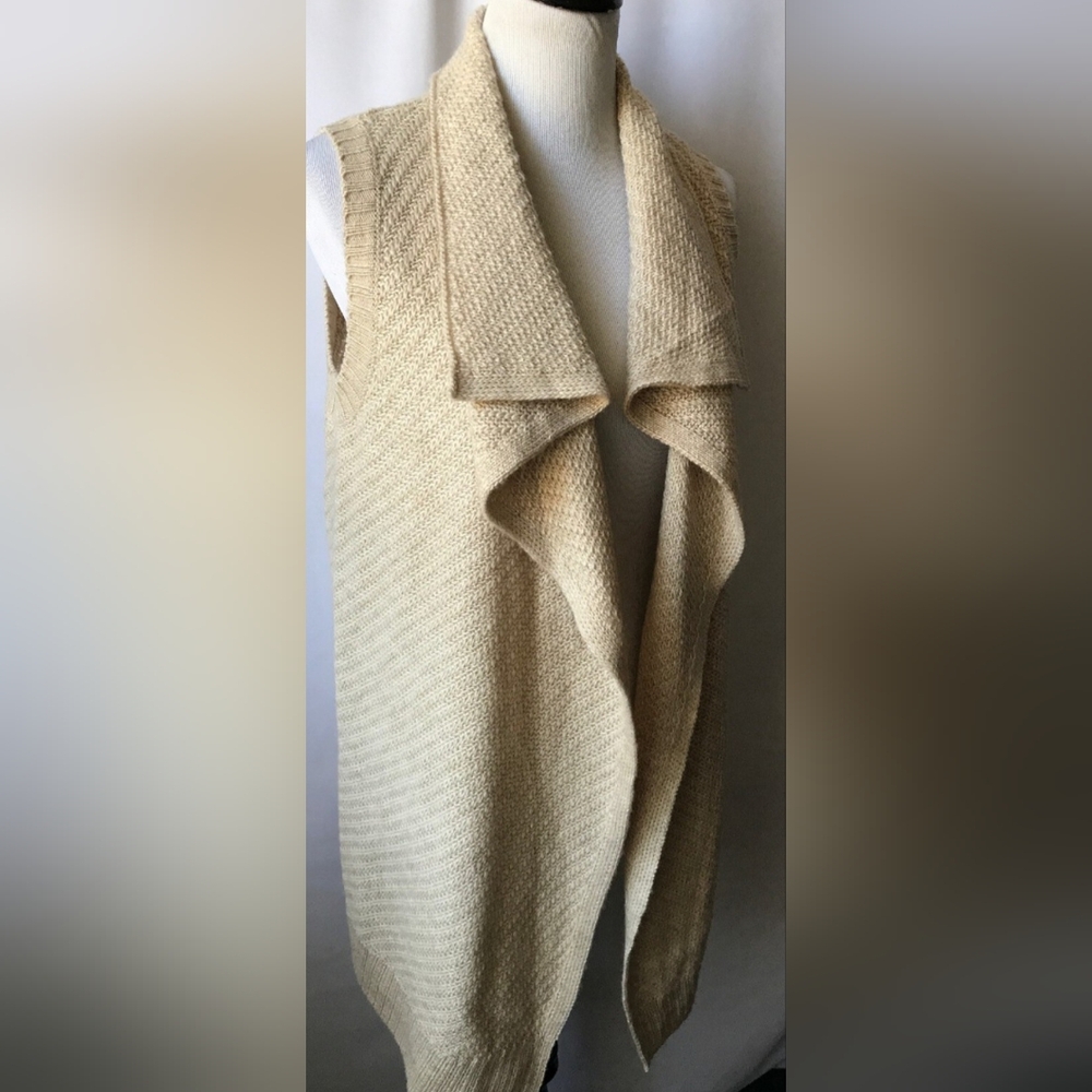 GAP Waterfall Draped Wool Blend Sleeveless Knit Cardigan 🤎💛